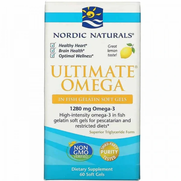 Nordic Naturals Ultimate Omega-3 1280mg 60 Kapsułek żelowych z żelatyny rybnej Cytrynowe