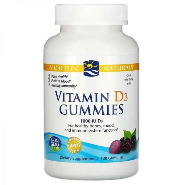 NORDIC NATURALS Vitamin D3 Gummies 1000 IU (Witamina D3) 120 Żelków Wild Berry