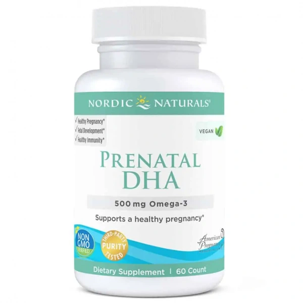NORDIC NATURALS Vegan Prenatal DHA 500mg (Wegańskie Omega 3 - Wsparcie w Czasie Ciąży) 60 kapsułek żelowych