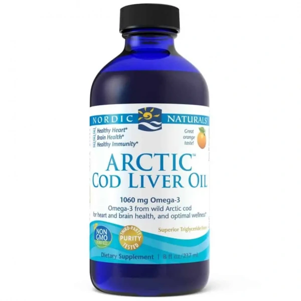 Nordic Naturals Arctic Cod Liver Oil 1060mg Olej z Wątroby Dorsza  237ml - Pomarańcz
