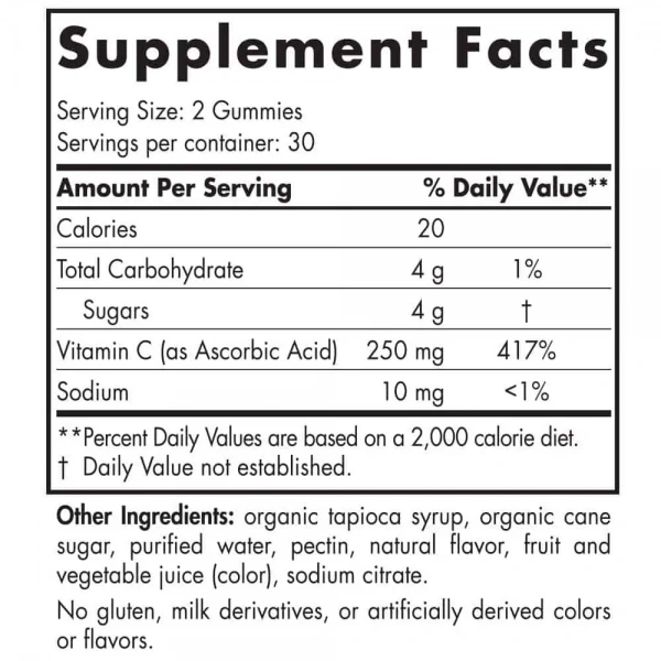 NORDIC NATURALS Vitamin C Gummies 250mg (Vitamin C for children) 60 fruit Gummies