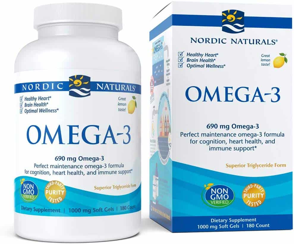 NORDIC NATURALS Omega-3 690mg (EPA DHA Wsparcie Zdrowia Mózgu i Serca) 180 Softgels Cytryna