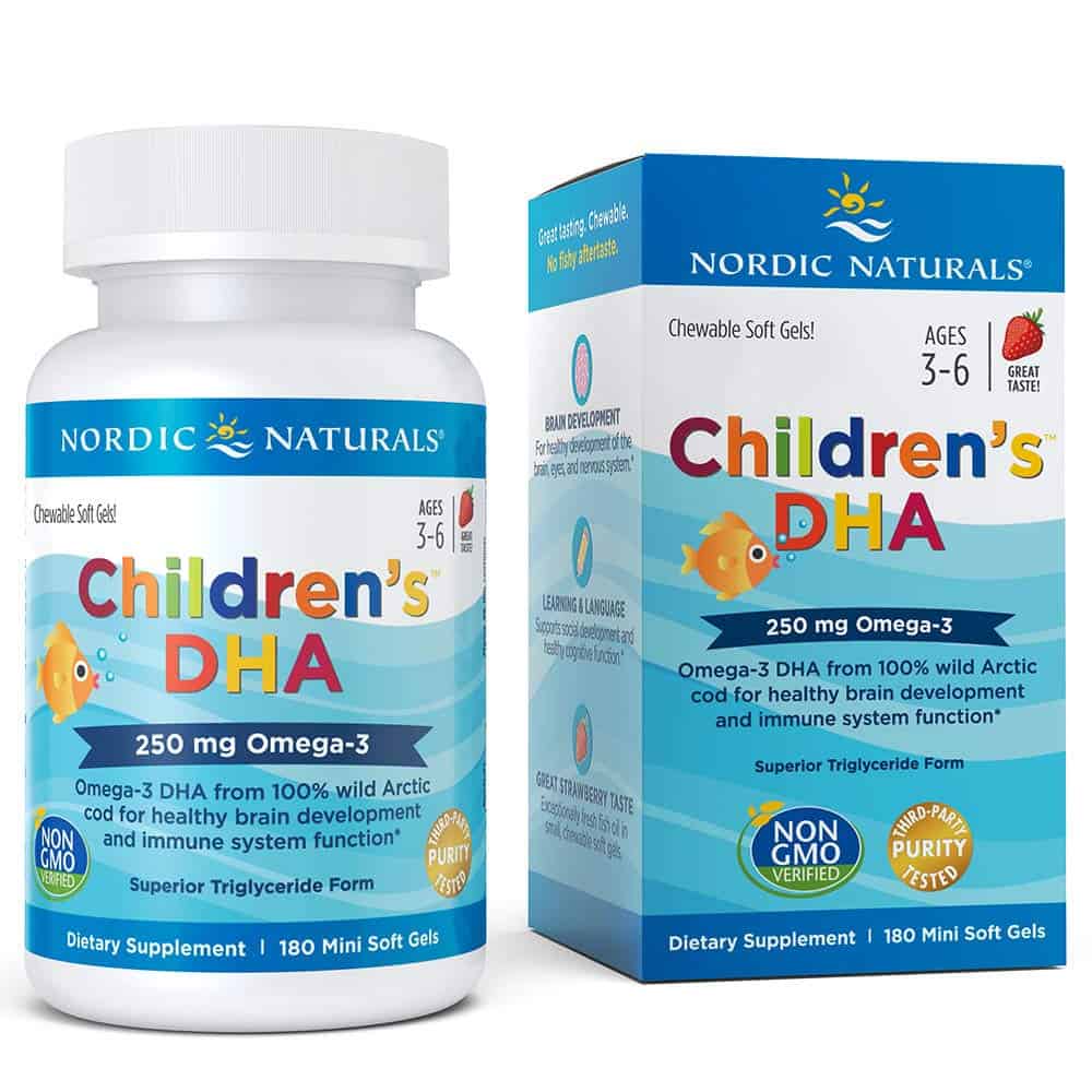 Nordic Naturals Children's DHA 250mg (Omega-3 dla Dzieci) 180 kapsułek żelowych - Truskawka