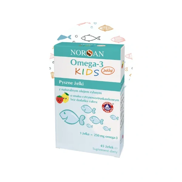 NORSAN Omega-3 Kids Jelly (Optymalny rozwój fizyczny i psychiczny dziecka) 45 Żelek Cytryna-Truskawka