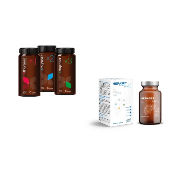 NORSA PHARMA Thyroset + Hepaset PRO (Thyroid Support + Liver Support) 3 x 45 capsules + 60 capsules