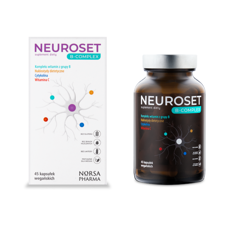 NORSA PHARMA Neuroset B-COMPLEX (układ nerwowy, funkcje psychologiczne, metabolizm homocysteiny) 45 kapsułek wegańskich