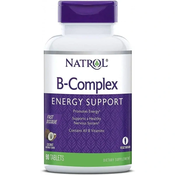 NATROL B-Complex Fast Dissolve (Kompleks Witamin z grupy B) 90 Tabletek wegetariańskich Kokos