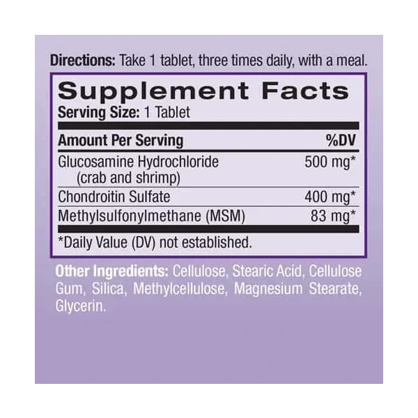 NATROL Glucosamine Chondroitin MSM (Glukozamina, Metylosulfonylometan) 90 Tabletek