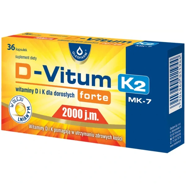 D-VITUM FORTE K2 Vitamins D and K for adults 2000 IU 36 capsules