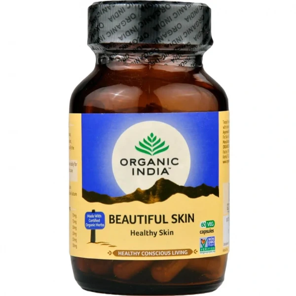 ORGANIC INDIA Beautiful Skin (Zdrowie skóry, trądzik, Oczyszczanie wątroby) 60 Kapsułek wegańskich