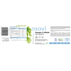 OSAVI Omega-3 VEGAN 250mg DHA 60 Kapsułek wegańskich
