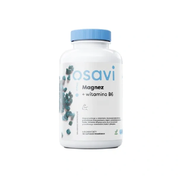 OSAVI Magnez + Witamina B6 (Magnesium + Vitamin B6, Brain support, Immunity) 180 Vegan Capsules