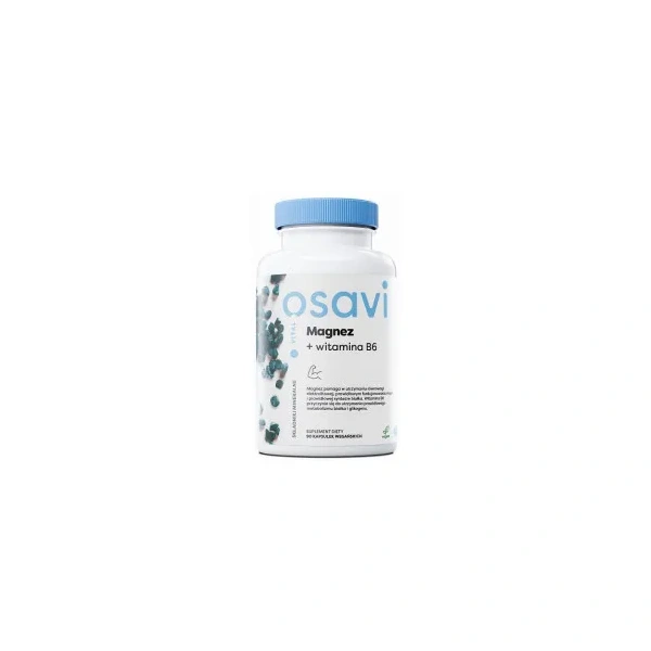 OSAVI Magnez + Witamina B6 (Wsparcie pracy mózgu, Odporność) 90 Kapsułek wegańskich