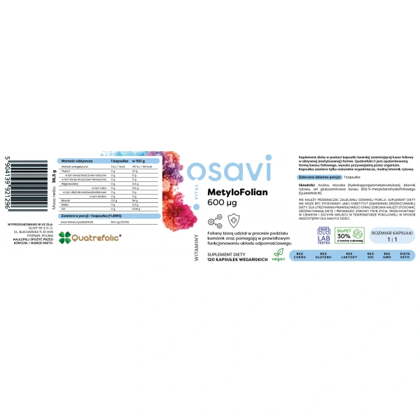 OSAVI MetyloFolian 600mcg 120 Vegan capsules