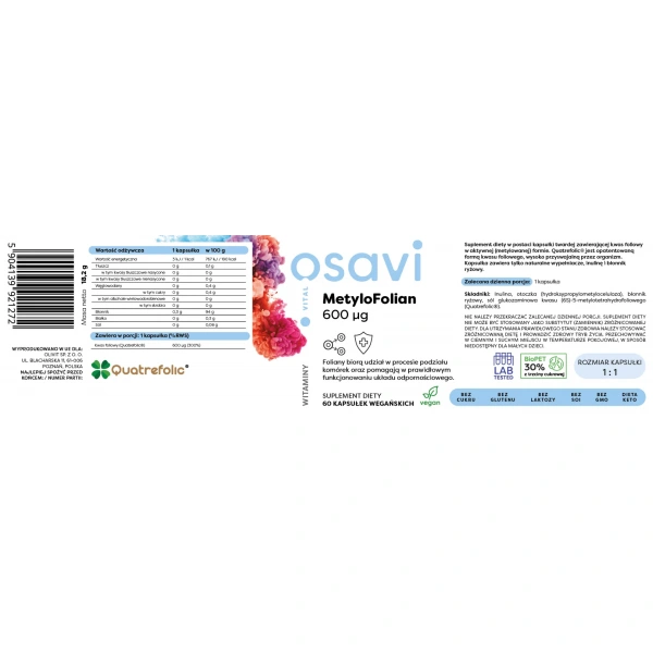 OSAVI MetyloFolian 600mcg 60 Vegan capsules