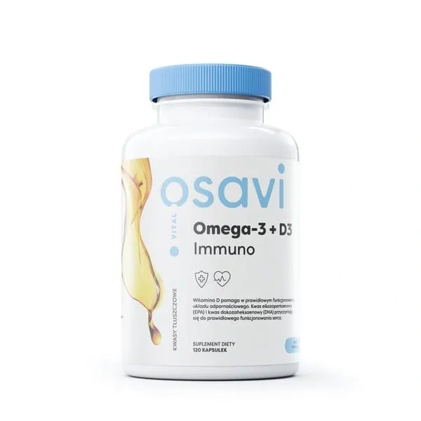 OSAVI Omega-3 + D3 Immuno (Wsparcie układu odpornościowego) 120 Kapsułek żelowych Cytryna