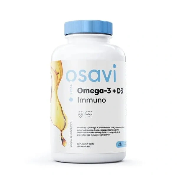 OSAVI Omega-3 + D3 Immuno (Wsparcie układu odpornościowego) 180 Kapsułek żelowych Cytryna