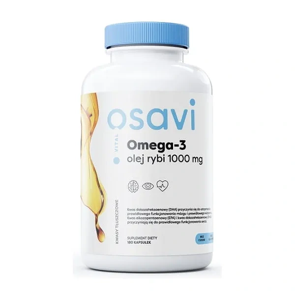 OSAVI Omega-3 Olej Rybi 1000mg 180 Kapsułek żelowych Cytryna