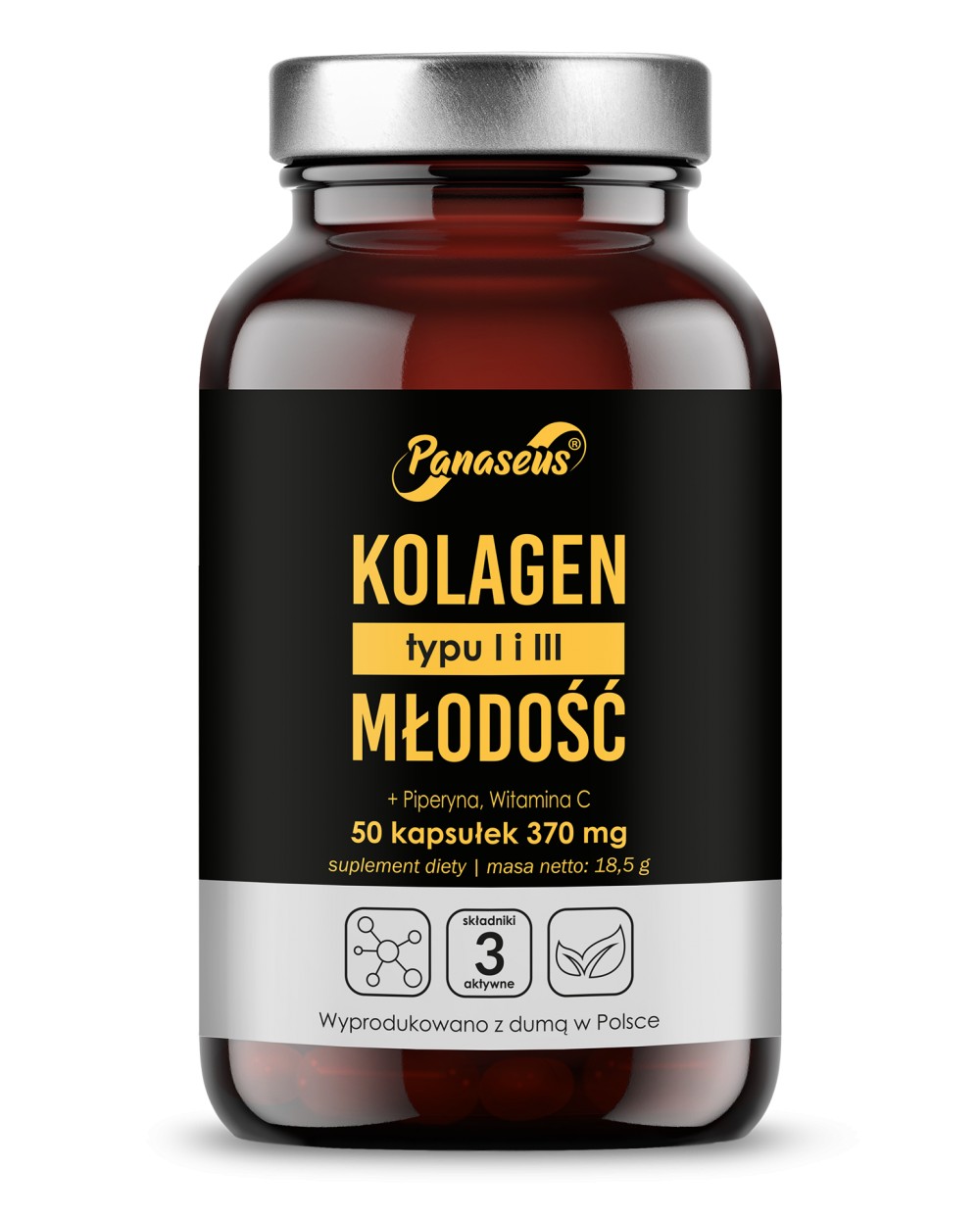 PANASEUS Kolagen typu I i III Młodość 50 kapsułek