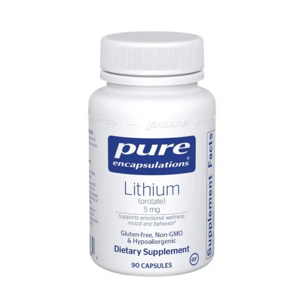 PURE ENCAPSULATIONS Lithium Orotate (Ochrona mózgu) 5mg 90 Kapsułek