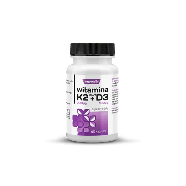 PHARMOVIT Vitamin K2 MK7 + D3 200UG + 100UG 60 capsules