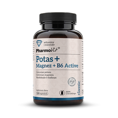 PHARMOVIT Potas + Magnez + B6 Active 120 Kapsułek