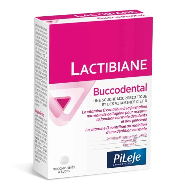 PiLeJe Lactibiane Buccodental (Probiotyk, Ochrona jamy ustnej, dziąseł i zębów) 30 Tabletek miętowych