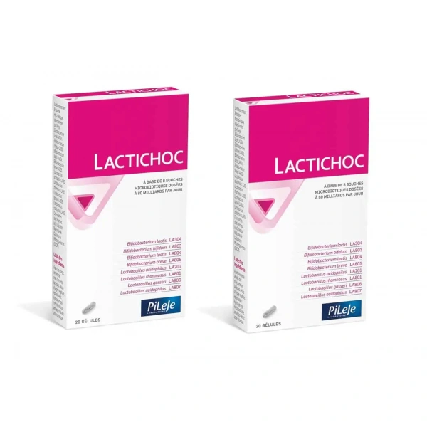 PiLeJe Lactibiane Lactichoc (Probiotic, For the balance of intestinal microflora) 2 x  20 capsules