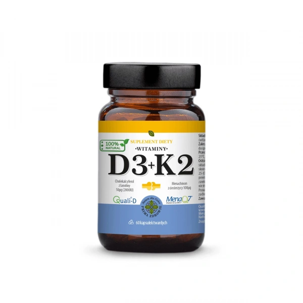 PRIMABIOTIC Witamina D3+K2 (Vitamins D3 + K2, Muscles, Bones, Teeth, Immunity) 60 Capsules