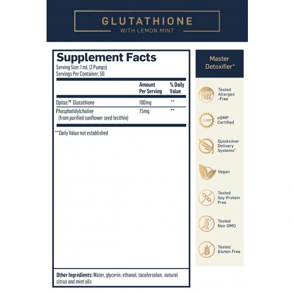 QUICKSILVER SCIENTIFIC Liposomal Glutathione (Glutation - Detoksykacja Organizmu) 50ml