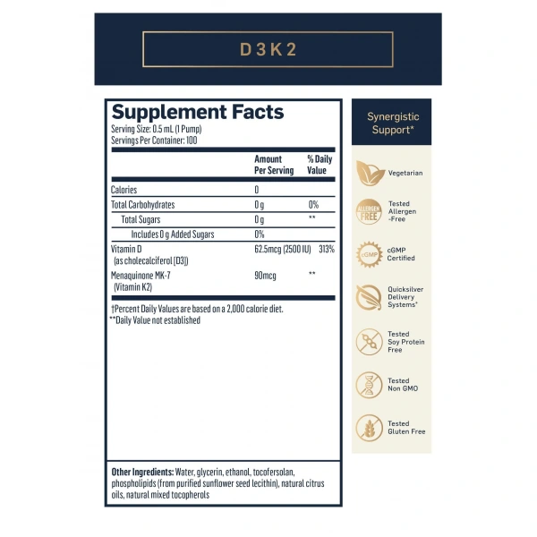 QUICKSILVER SCIENTIFIC Vitamin D3 K2 (Witamina D3 K2) 50ml
