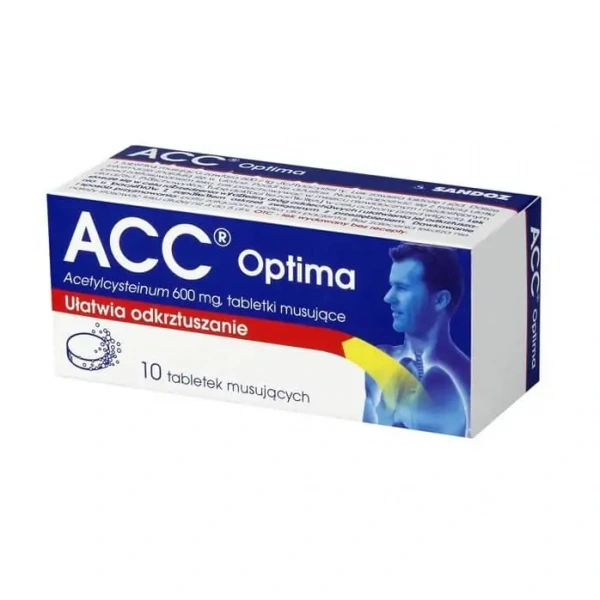 ACC Optima (Ułatwia odkrztuszanie) 600mg 10 Tabletek musujących