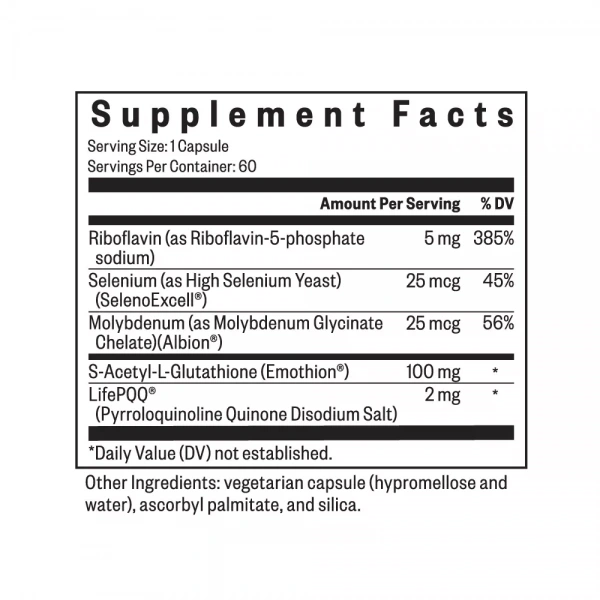 SEEKING HEALTH Optimal Glutathione Plus (Antioxidant) 60 Vegetarian Capsules