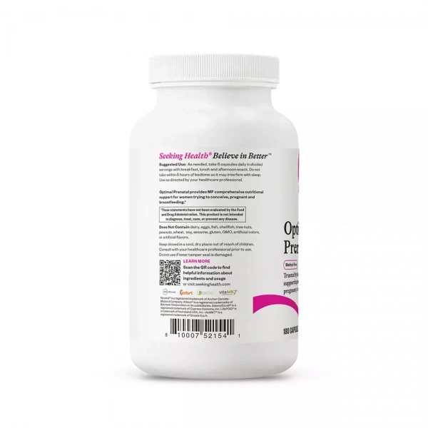 SEEKING HEALTH Optimal Prenatal Methyl-Free - 180 kapsułek. Suplement diety
