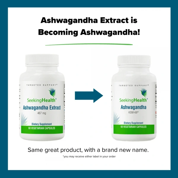 SEEKING HEALTH Ashwagandha (formerly: Ashwagandha Extract Adaptogen) 60 Vegetarian Capsules