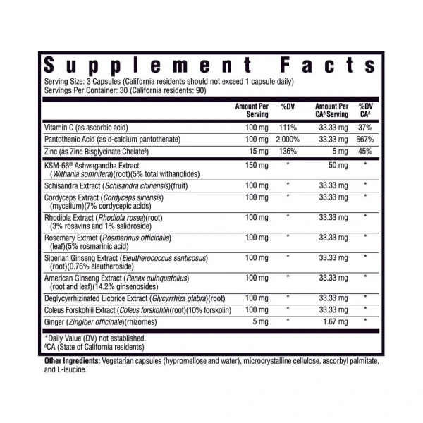 SEEKING HEALTH Stress Nutrients (formerly Adrenal Nutrients - adrenal  support) 90 Vegetarian Capsules