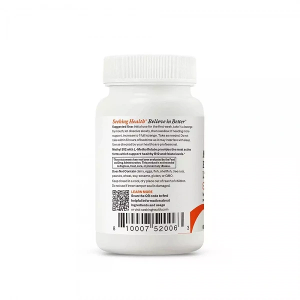 SEEKING HEALTH Active B12 with L-5-MTHF (Vitamin B12 i Folinic Acid L-5-Methyltetrahydrofolate) 60 Lozenges