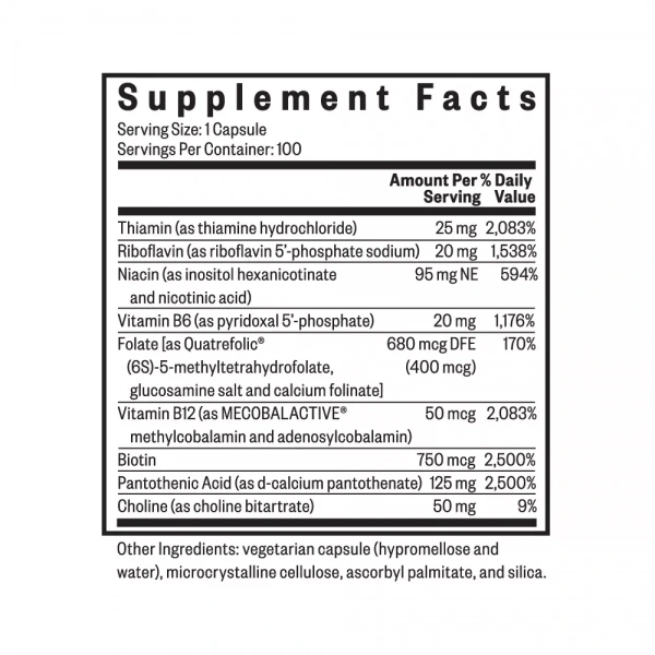 SEEKING HEALTH B Complex Plus (Vitamin B Complex) - 100 Vegetarian Capsules