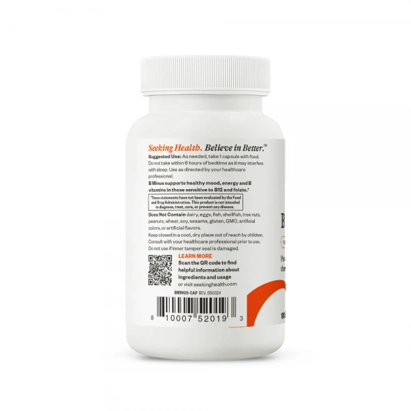 SEEKING HEALTH B-Minus (Vitamin B Complex - B12 and Folate Free) 100 vegetarian capsules