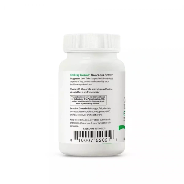 SEEKING HEALTH Calcium D-Glucarate (D-Glukaran Wapnia) -  60 kapsułek wegetariańskich. Suplement diety