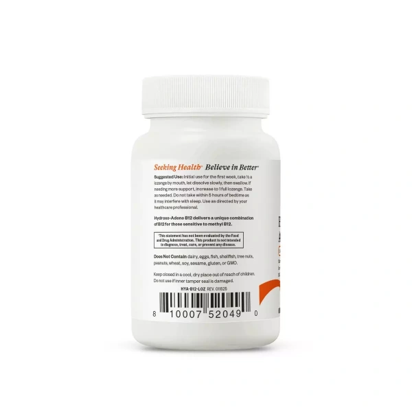 SEEKING HEALTH Hydrox-Adeno B12 (Hydroxocobalamin + Adenosylcobalamin) 60 Lozenges