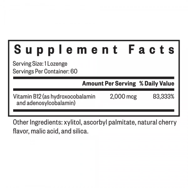 SEEKING HEALTH Hydrox-Adeno B12 (Hydroxocobalamin + Adenosylcobalamin) 60 Lozenges