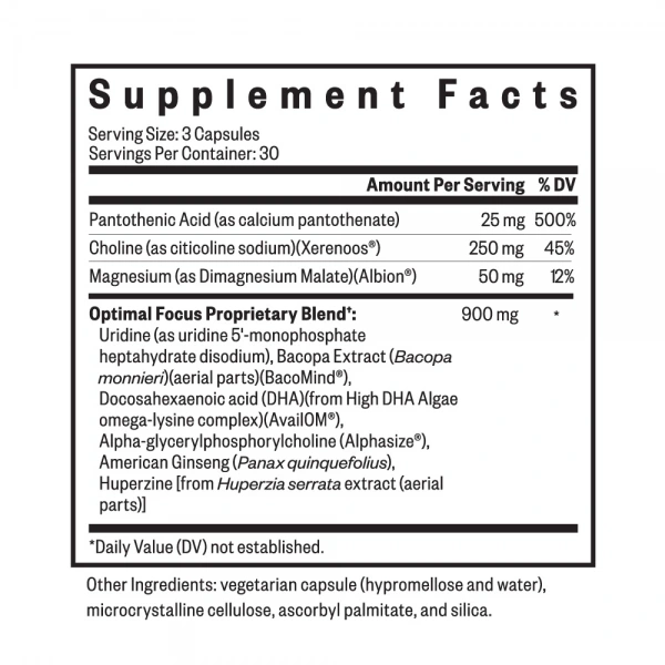 SEEKING HEALTH Optimal Focus (Pamięć, Funkcje poznawcze) 90 Kapsułek. Suplement diety