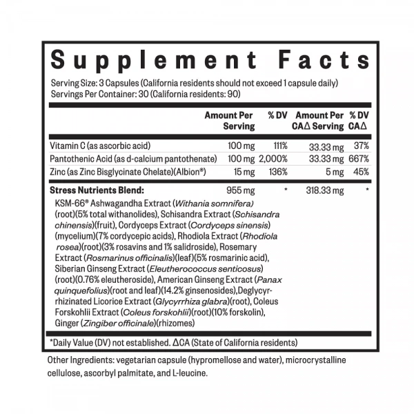 SEEKING HEALTH Stress Nutrients - 90 Kapsułek wegetariańskich Suplement diety