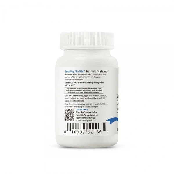 SEEKING HEALTH Vitamin D3 K2 (Witamina D3 K2) - 60 kapsułek wegetariańskich Suplement diety