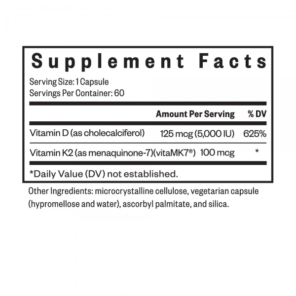 SEEKING HEALTH Vitamin D3 K2 (Witamina D3 K2) - 60 kapsułek wegetariańskich Suplement diety
