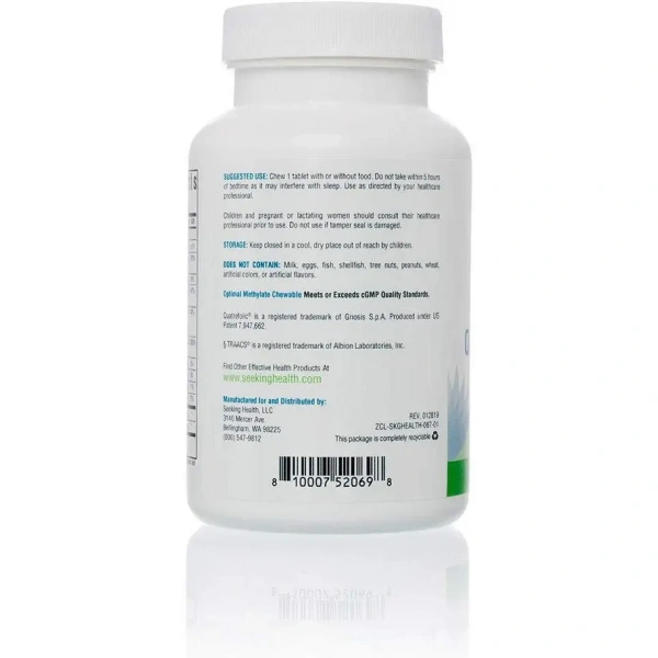 SEEKING HEALTH Optimal Methylate Chewable (Methylation, Folic Acid, B12) 60 Tablets