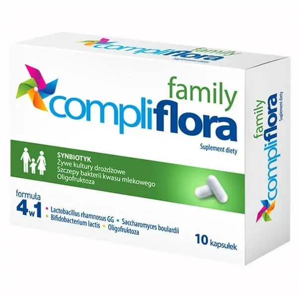 Compliflora Family (Synbiotyk przeznaczony dla Niemowląt, Dzieci i Dorosłych) 10 kapsułek