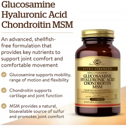 SOLGAR Glucosamine Hyaluronic Acid Chondroitin MSM (Wsparcie funkcji chrząstek i stawów) 60 Tabletek