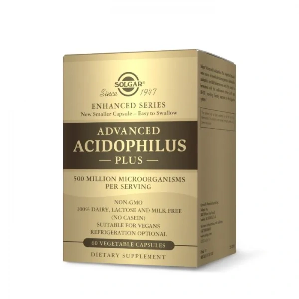 SOLGAR Advanced Acidophilus Plus (Probiotyk, Układ pokarmowy) 60 Kapsułek roślinnych